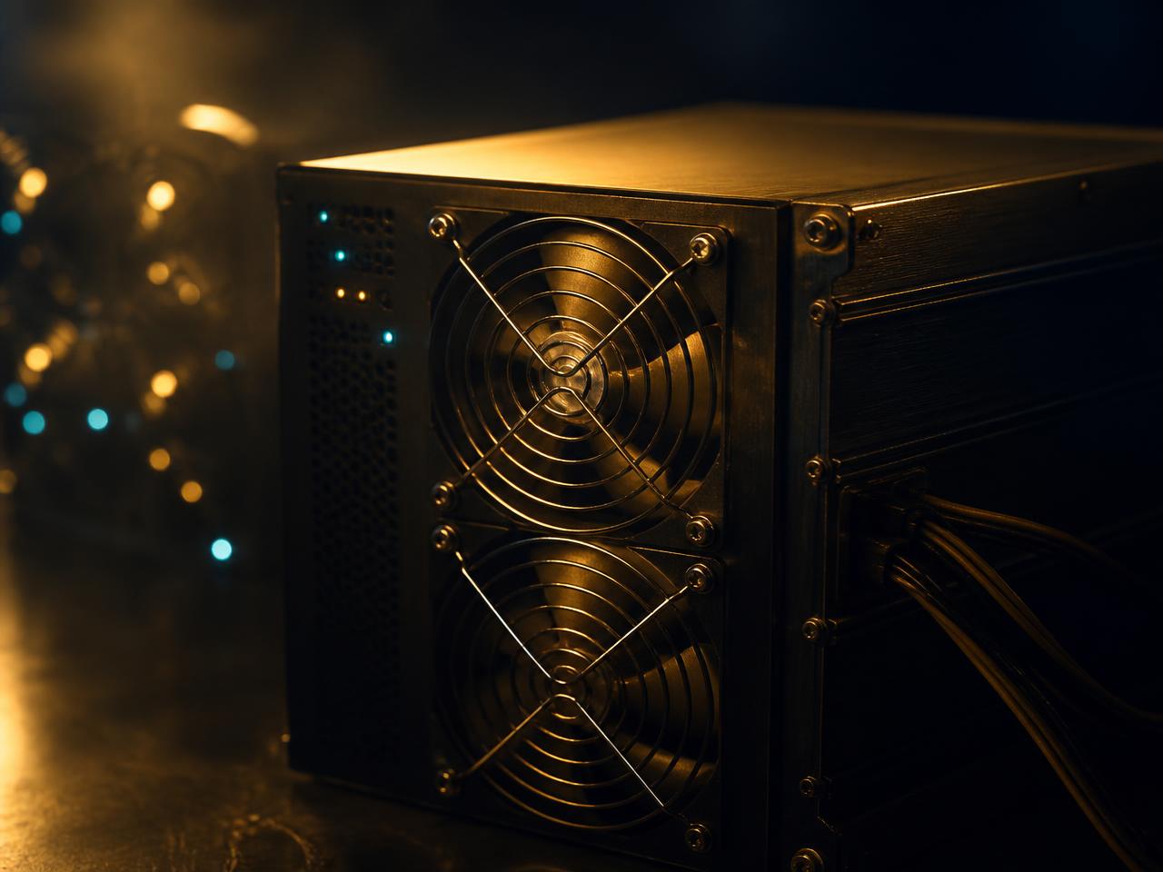 Industrial Bitcoin mining hardware illustration